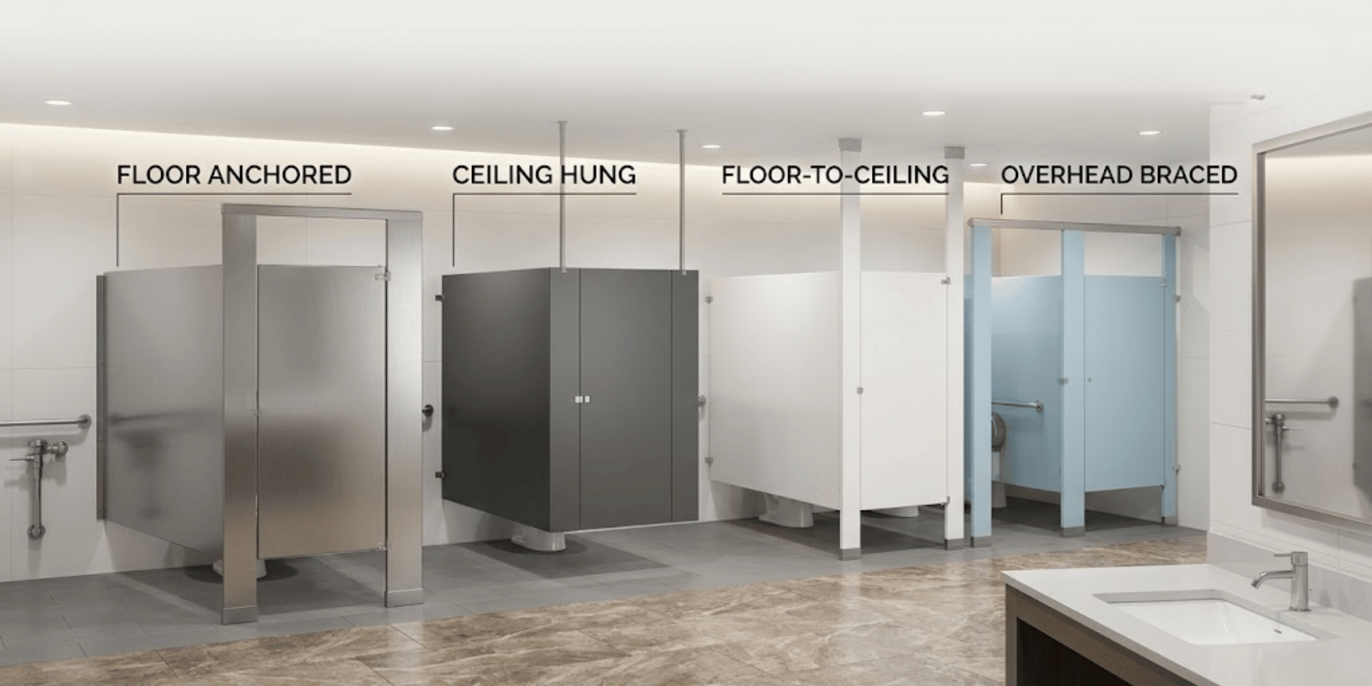 Les 4 Styles de Montage pour Partition de Toilette Expliqués